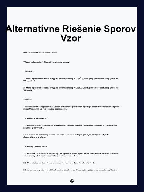 Schéma procesu alternatívneho riešenia sporov