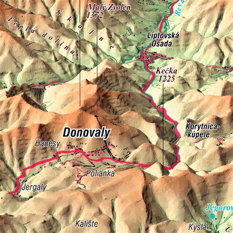 Mapa s oblasťou donášky