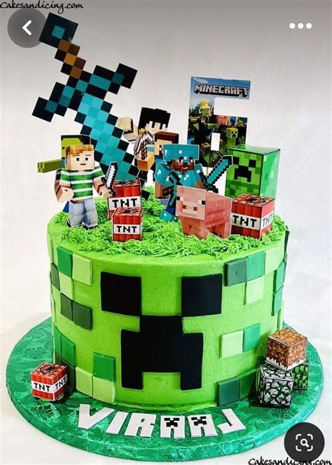 Minecraft torta a tematická výzdoba