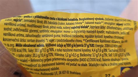Nutričné informácie a zloženie čokolády