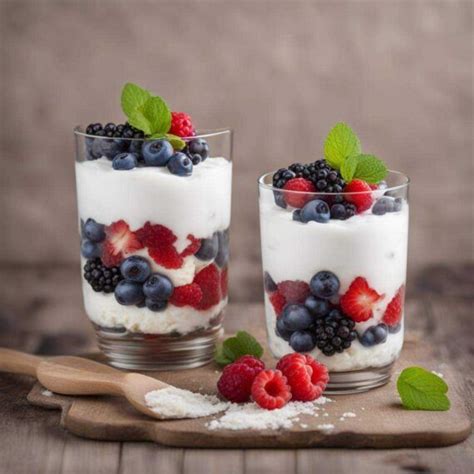 Tiramisu servírované v elegantných pohároch s lesným ovocím