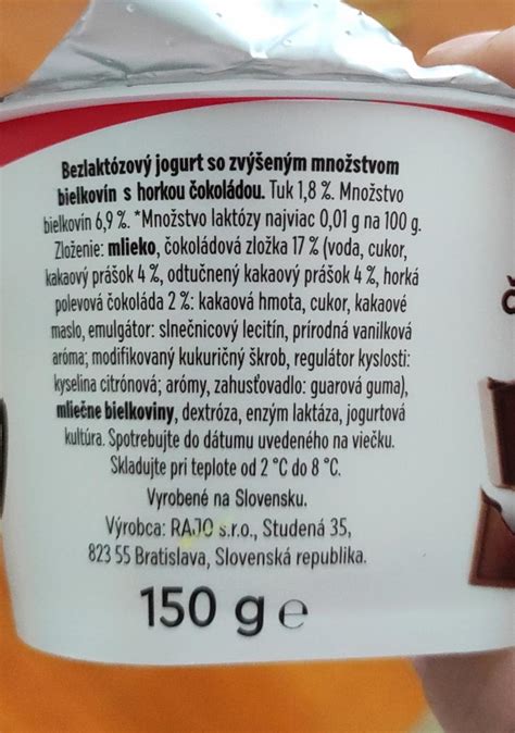 Graf nutričného zloženia nízkotučného jahodového jogurtu Active Life