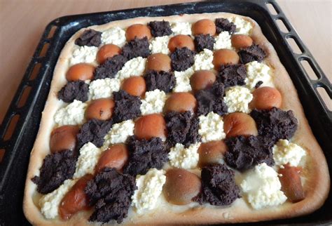kysnutý koláč s tvarohom, makom a marhuľami
