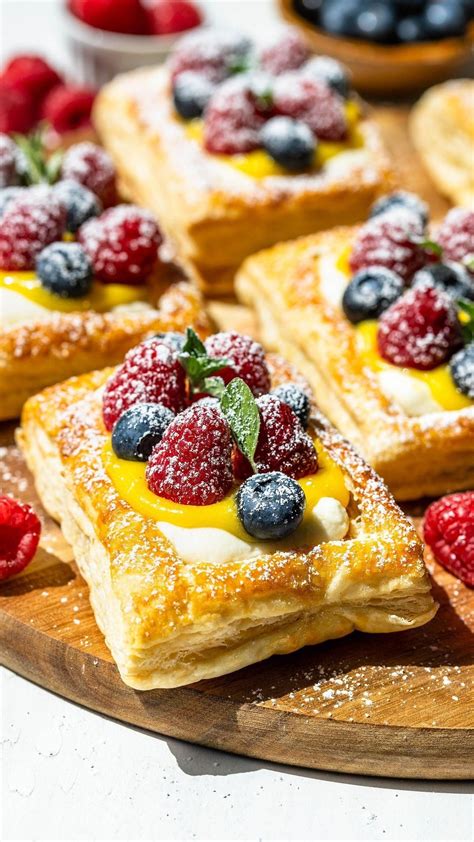 Assortment of puff pastry fruit desserts