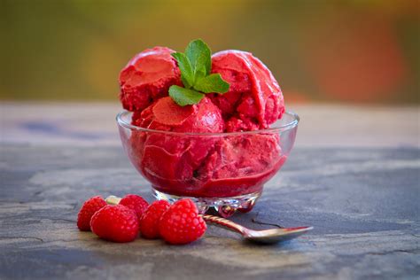 Malinový sorbet v miske