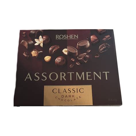 Logo spoločnosti Roshen s rôznymi čokoládovými výrobkami
