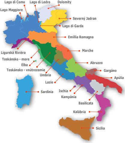 mapa ovocinárskych oblastí Talianska