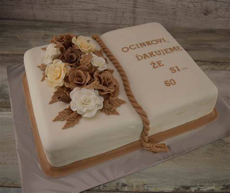 Hnedobiela torta v tvare knihy