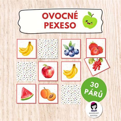Ovocné pexeso s farebnými ilustráciami