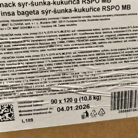 Graf energetickej hodnoty Minit Šunka Syr