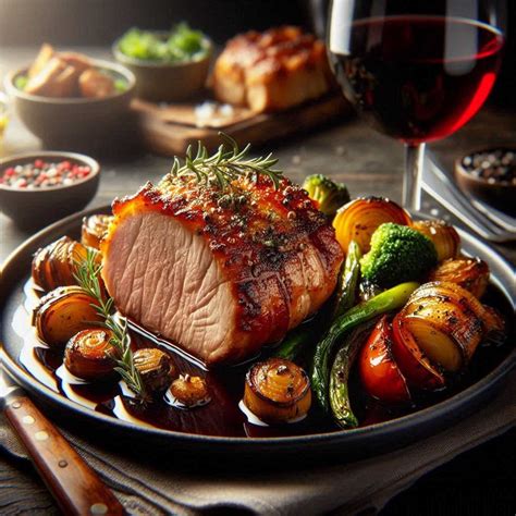 Koláž rôznych jedál z bravčového mäsa