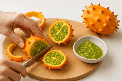 Kiwano rozkrojené na polovicu