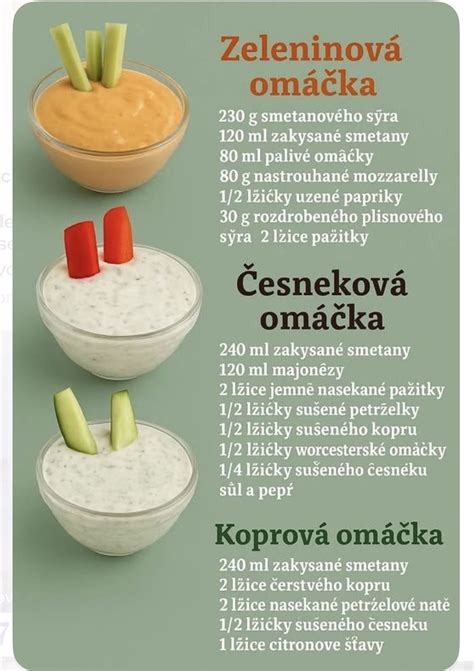 Rôzne prílohy k ovseným plackám (šaláty, dipy)