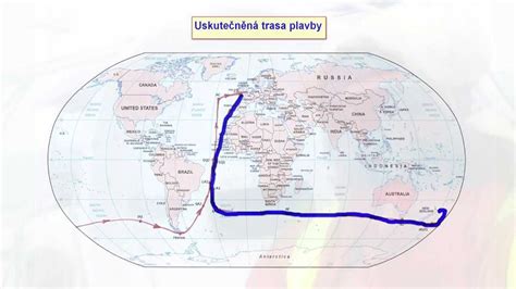 Mapa Jaroslavovej cesty okolo sveta