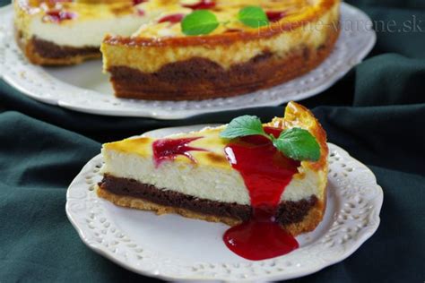 Browncheese torta s malinovým coulis