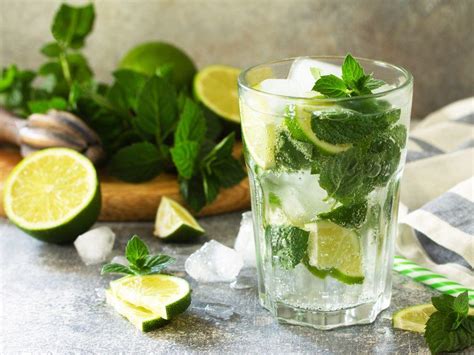príprava bylinkového nápoja s ľadom a mätou