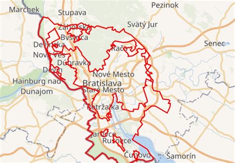 Mapa zmrzlinární v centre Bratislavy