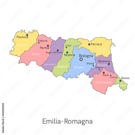 Historická mapa regiónu Emilia-Romagna v Taliansku