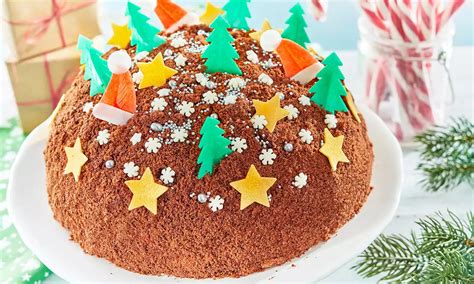 Krtkova zimná torta s vianočnými motívmi
