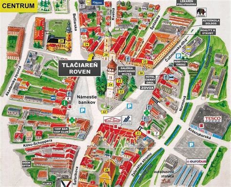 Mapa Rožňavy s označenými reštauráciami