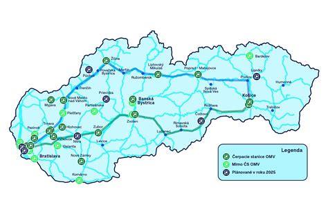 Mapa čerpacích staníc OMV na Slovensku