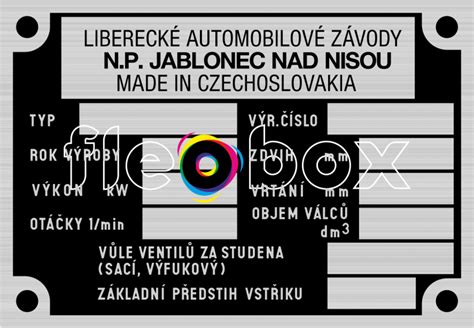 Výrobný štítok ťažného zariadenia s homologizáciou