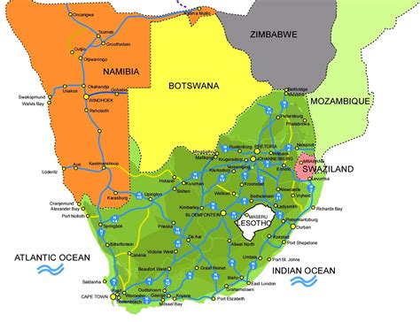 Mapa Južnej Afriky s vyznačenou oblasťou Cederberg a Západného Kapského