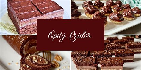 Zobrazenie rôznych foriem dezertu Opitý Izidor: rezy, roláda, torta a košíčky