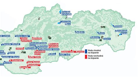 Mapa obľúbených jazier na Slovensku