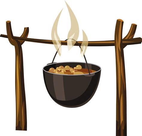 Ilustrácia kotlíkového guláša vareného v prírode
