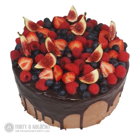Čokoládová torta zdobená čerstvým ovocím