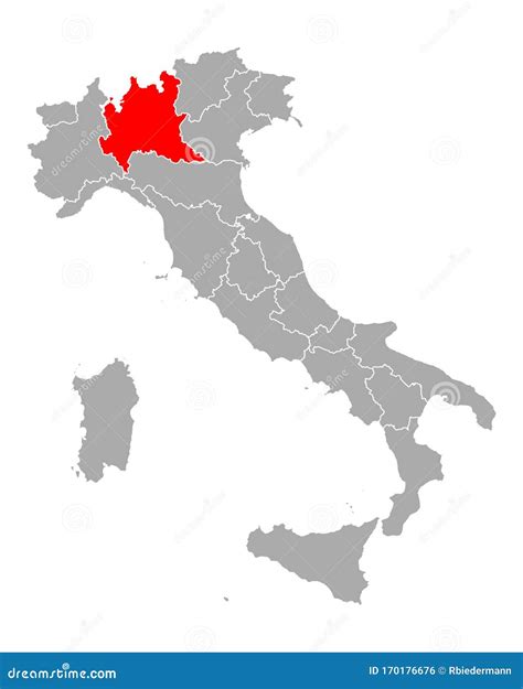 Mapa talianskeho regiónu Lombardia