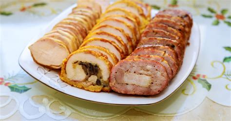 Rozmanité pečené mäsové rolády na tanieri