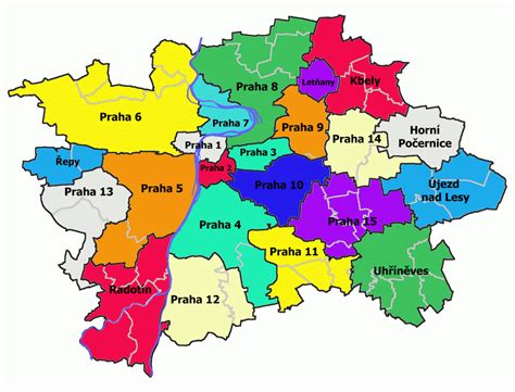 Mapa Prahy s vyznačenými hotelmi a pamiatkami