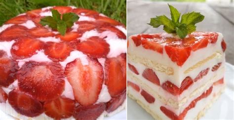 Jogurtová torta s mramorovým vzorom a jahodami