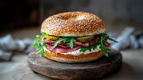 Výber newyorských špecialít: bagel, sendvič pastrami a hot dog