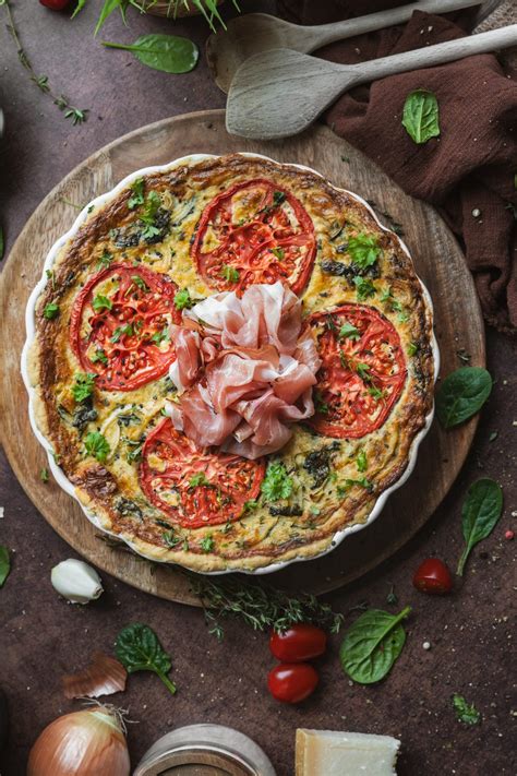 Špenátovo-syrový kiš s prosciuttom