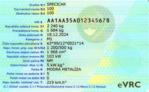 Technický preukaz vozidla s vyznačenými údajmi o hmotnosti
