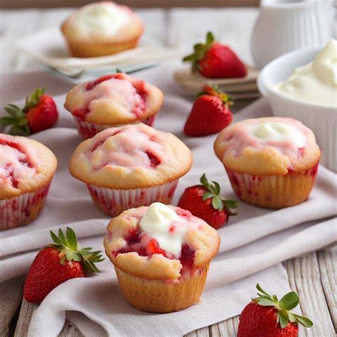Jahodové muffiny s jogurtovým krémom