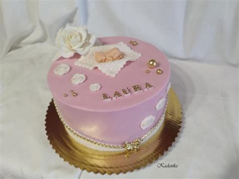 Torta v tvare vankúša s motívom anjelov na krstiny