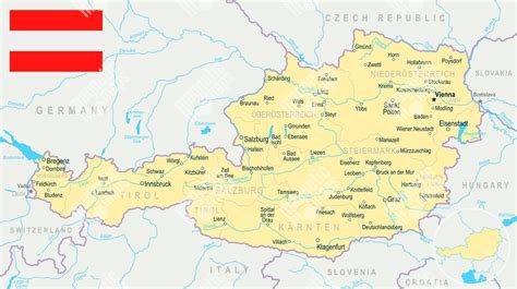 Mapa Rakúska s vyznačenými regiónmi, kde je populárna zemiaková polievka