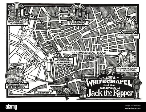 Mapa Whitechapel s vyznačenými úlohami