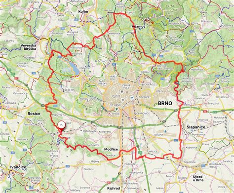 Mapa oblasti okolo Ružomberka a vrchu Čebrať