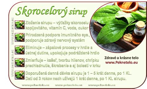 Zložky skorocelového sirupu