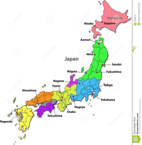 Mapa Japonska s vyznačeným mestom Šimonoseki, ktoré je centrom prípravy fugu