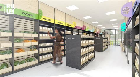Interiér supermarketu s oddelením potravín
