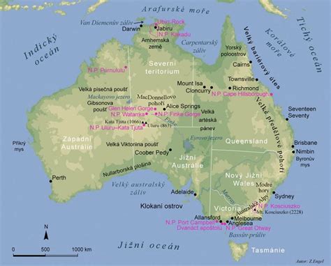 Mapa Austrálie a Nového Zélandu s vyznačením údajných miest vzniku Pavlovovej torty