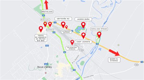 Mapa pizzerií v Nových Zámkoch